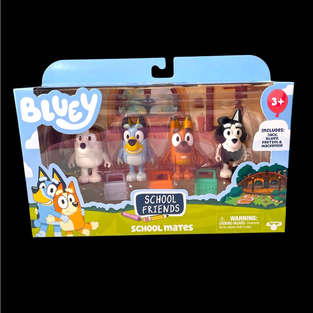Bluey School Mates NIB- Bluey, Pretzel, Jack, Mackenzie